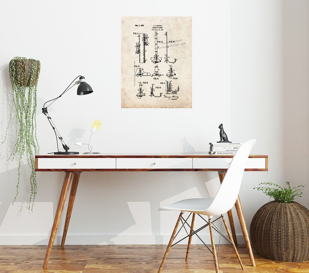 Lineman's Climbers Patent Print Old Look