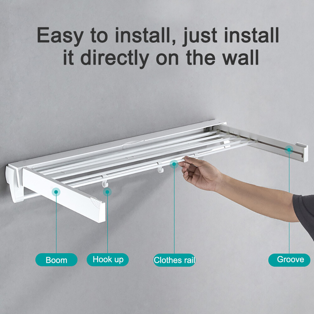 Wall Mounted Collapsible Clothes Drying Rack For Laundry Room Bathrooms