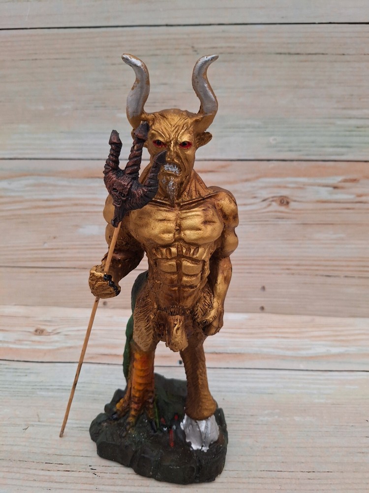 Satan Standing Color Gold / Devil /Size 12" X 4" Handmade / Unique Piece /Resin
