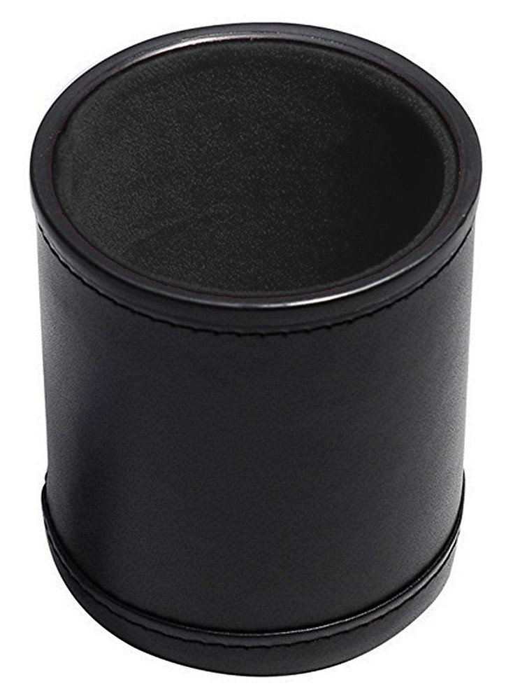 16mm Ivory Dice Black Pips + Black PU Leather Dice Cup Sealed Box