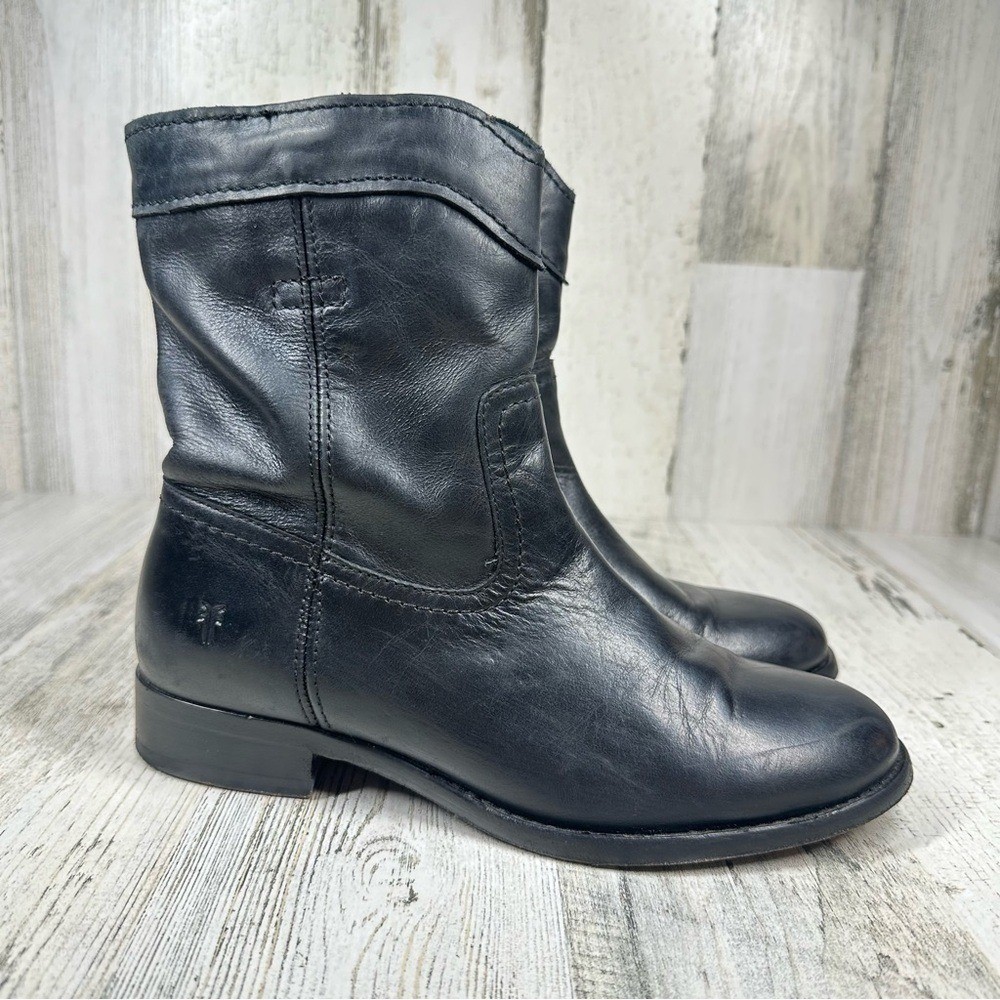 Frye Womens 5.5 Cara Roper Short Boot Black Leather Shoes
