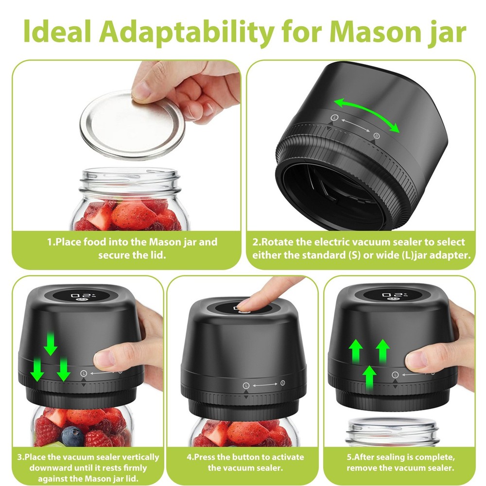 Mason Jar Vacuum Sealer - Multi-Function Electric Mason Jar Vacuum Sealer Kit
