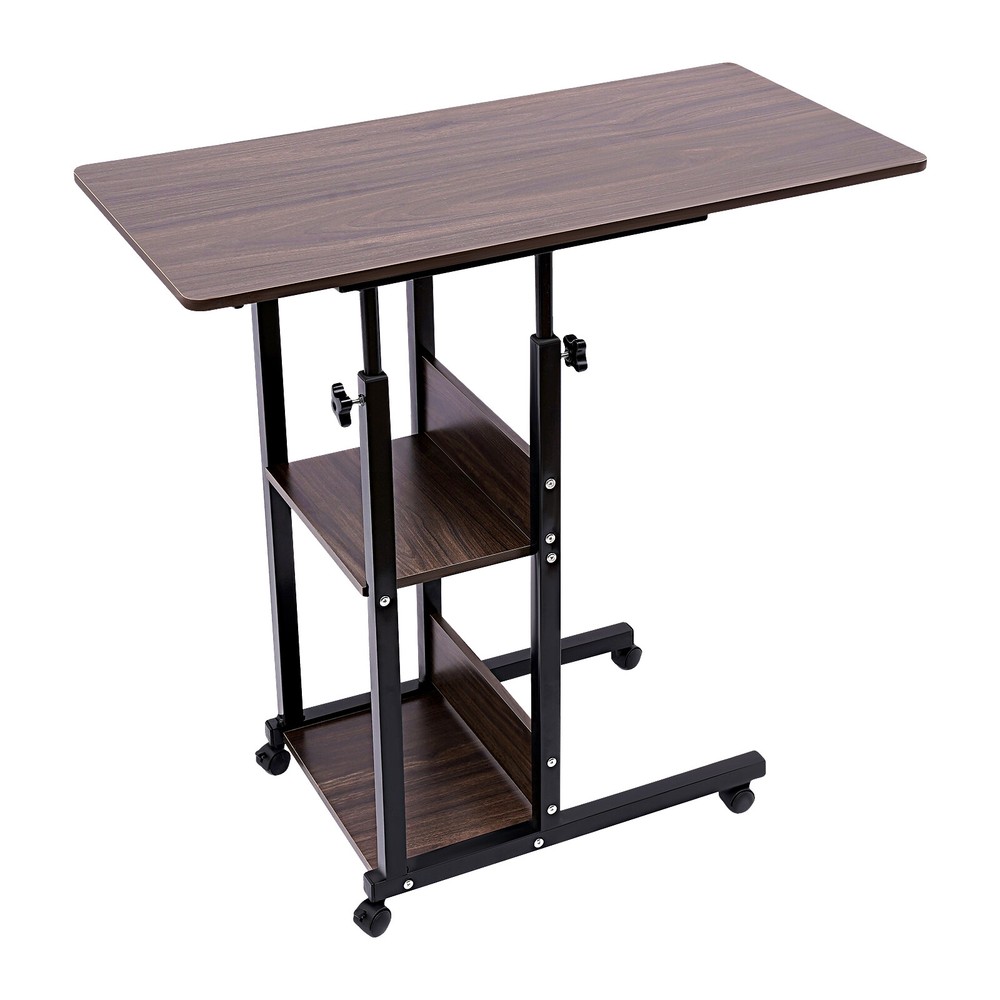 C-Shaped Side Table Adjustable, Height Adjustable C Table with Wheels