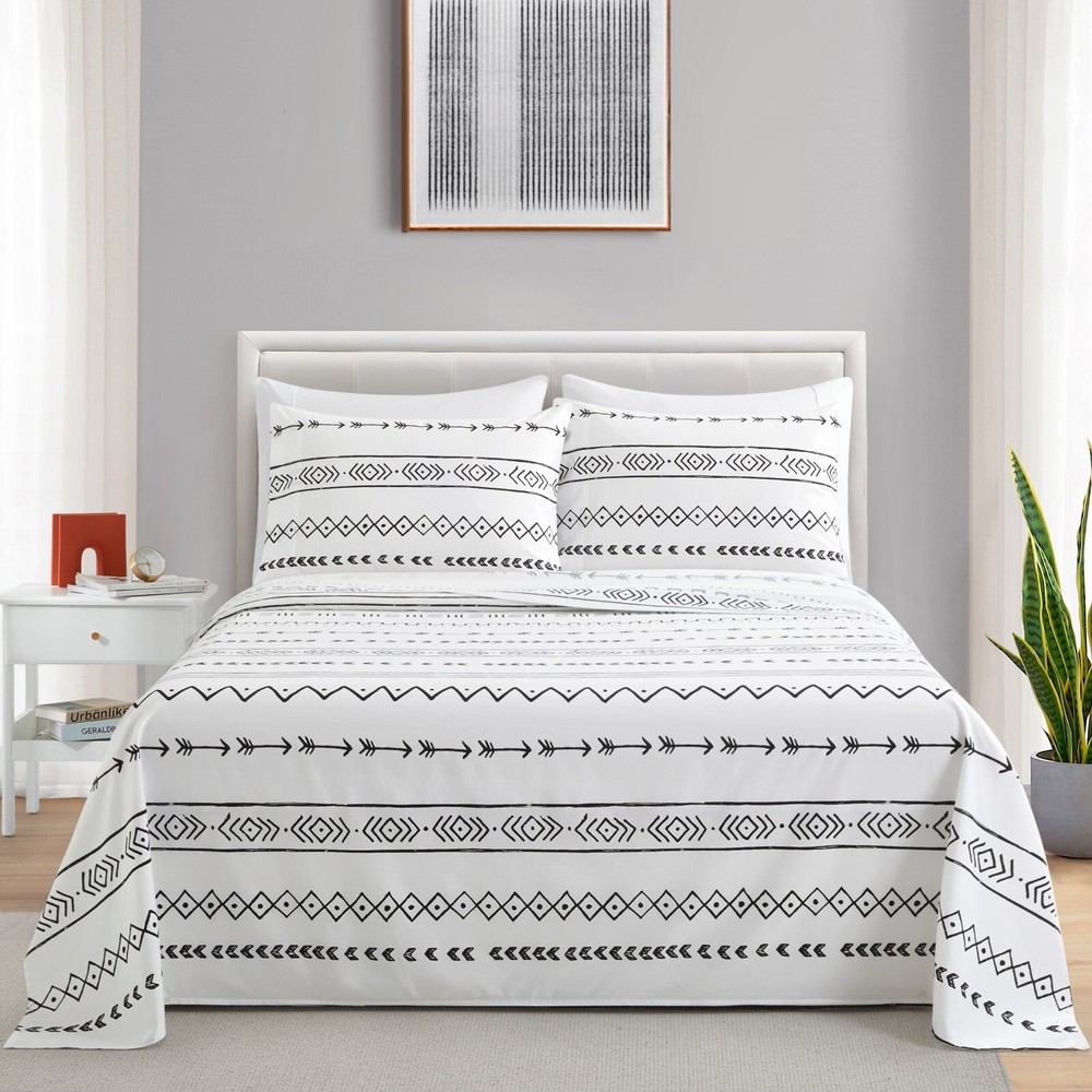 Printed Rayon from Bamboo Deep Pocket 6 Pieces Sheet Set Modern Geometric Double
