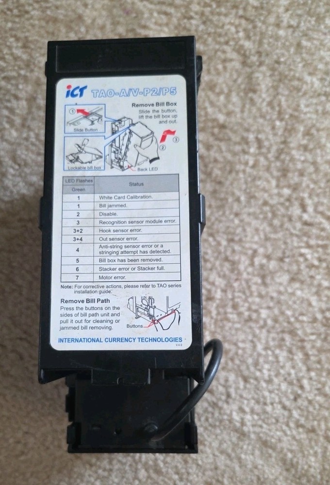 TAO A/V P2/P5 Ict Bill Acceptor With Stacker Vending Arcade Machine