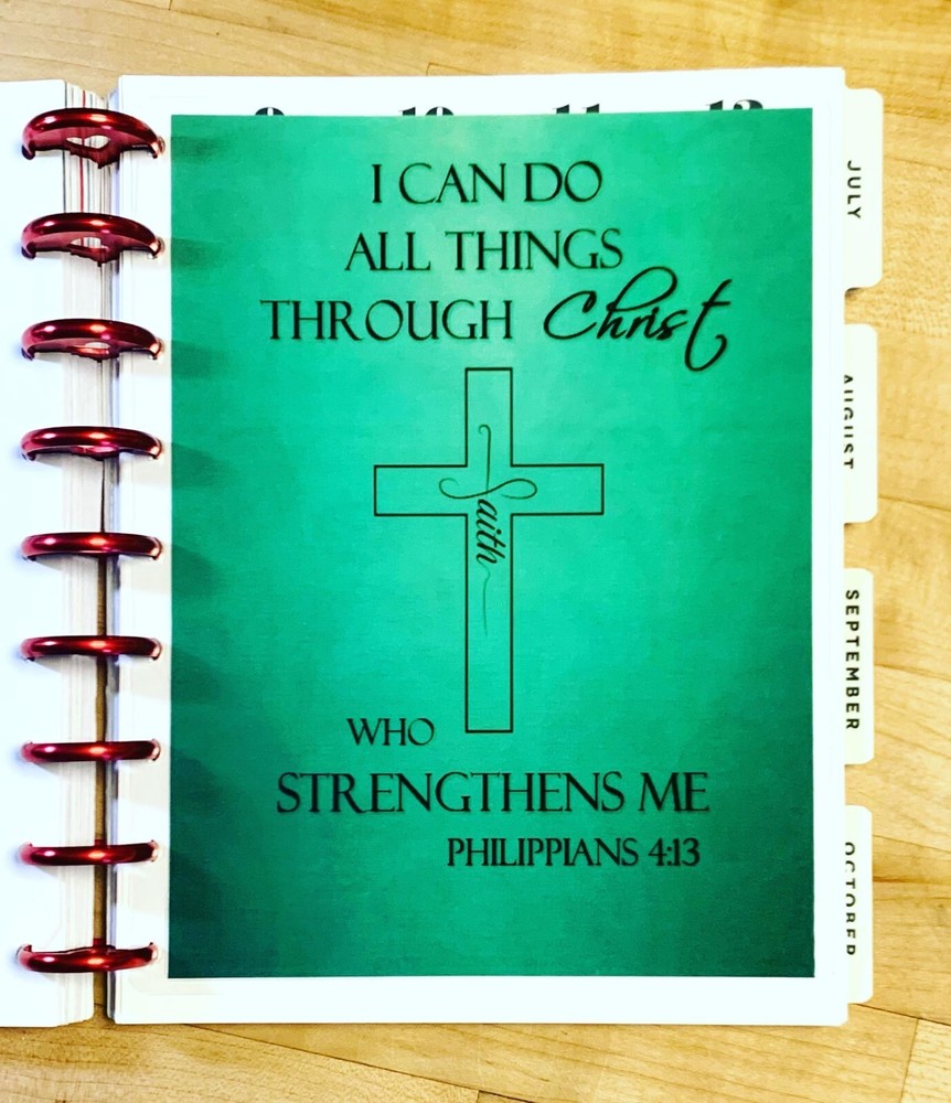 Philippians 4:13 "All thru Christ Dashboard for use with Classic HAPPY Planner-