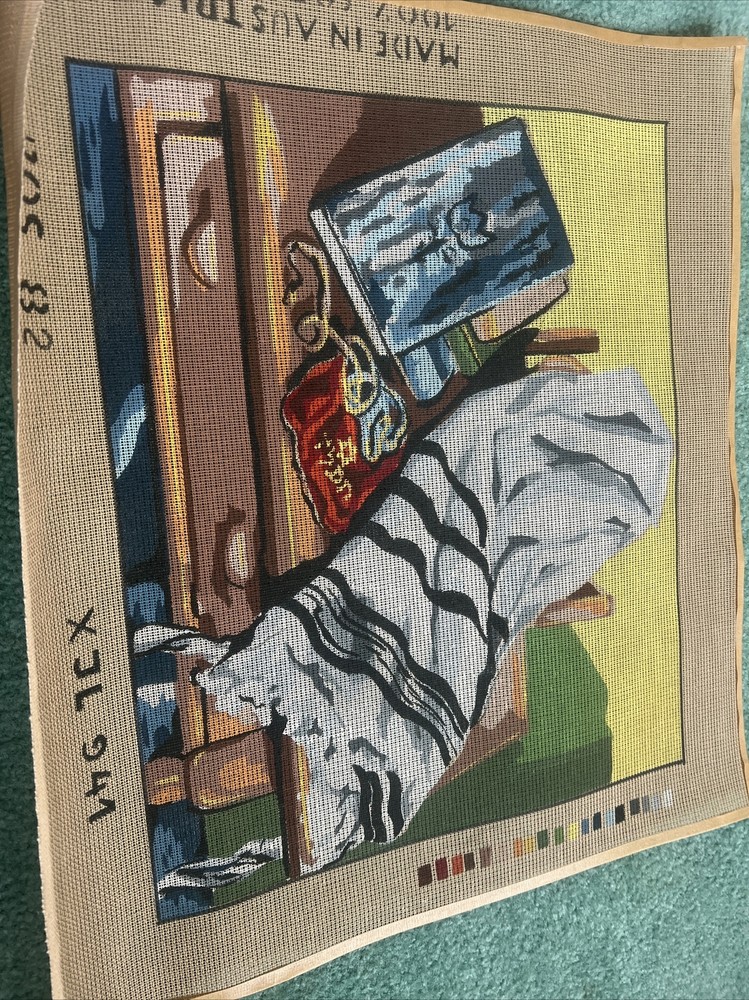 needlepoint canvas handpainted vintage