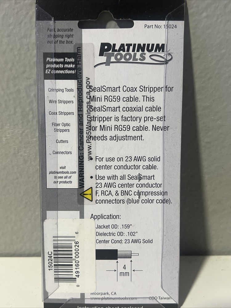 Platinum Tools 15024C SealSmart RGB/Mini Coax Stripper, Yellow