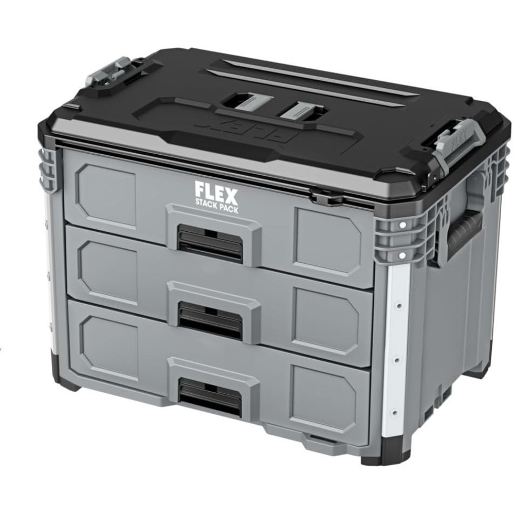 3-Drawer Stackable Tool Box Storage Case Organizer, Heavy Duty, Grey & Black