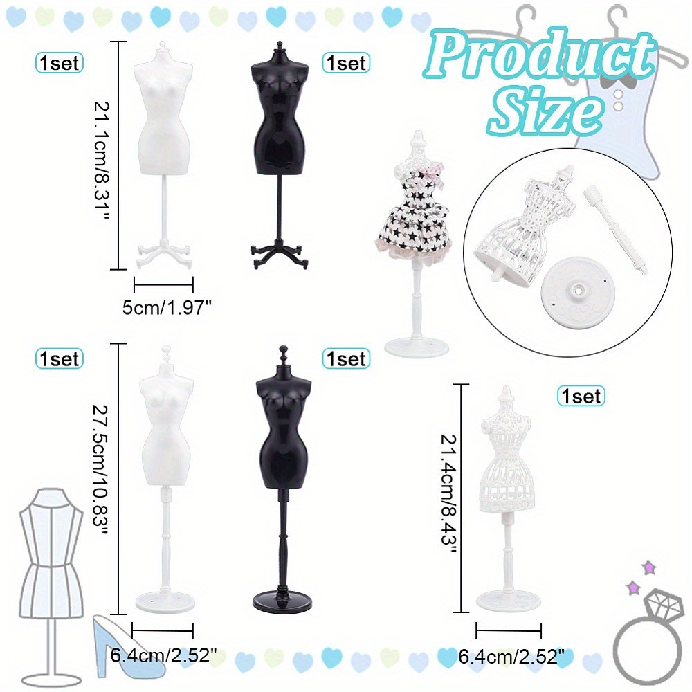 1bag 5sets Mini Mannequin Display Model Plastic Display Support Holder Mannequin