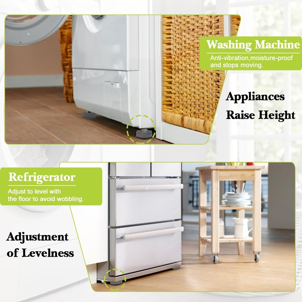 6-Pack 1" Furniture Risers Adjustable Stackable Bed Raisers Blocks Square