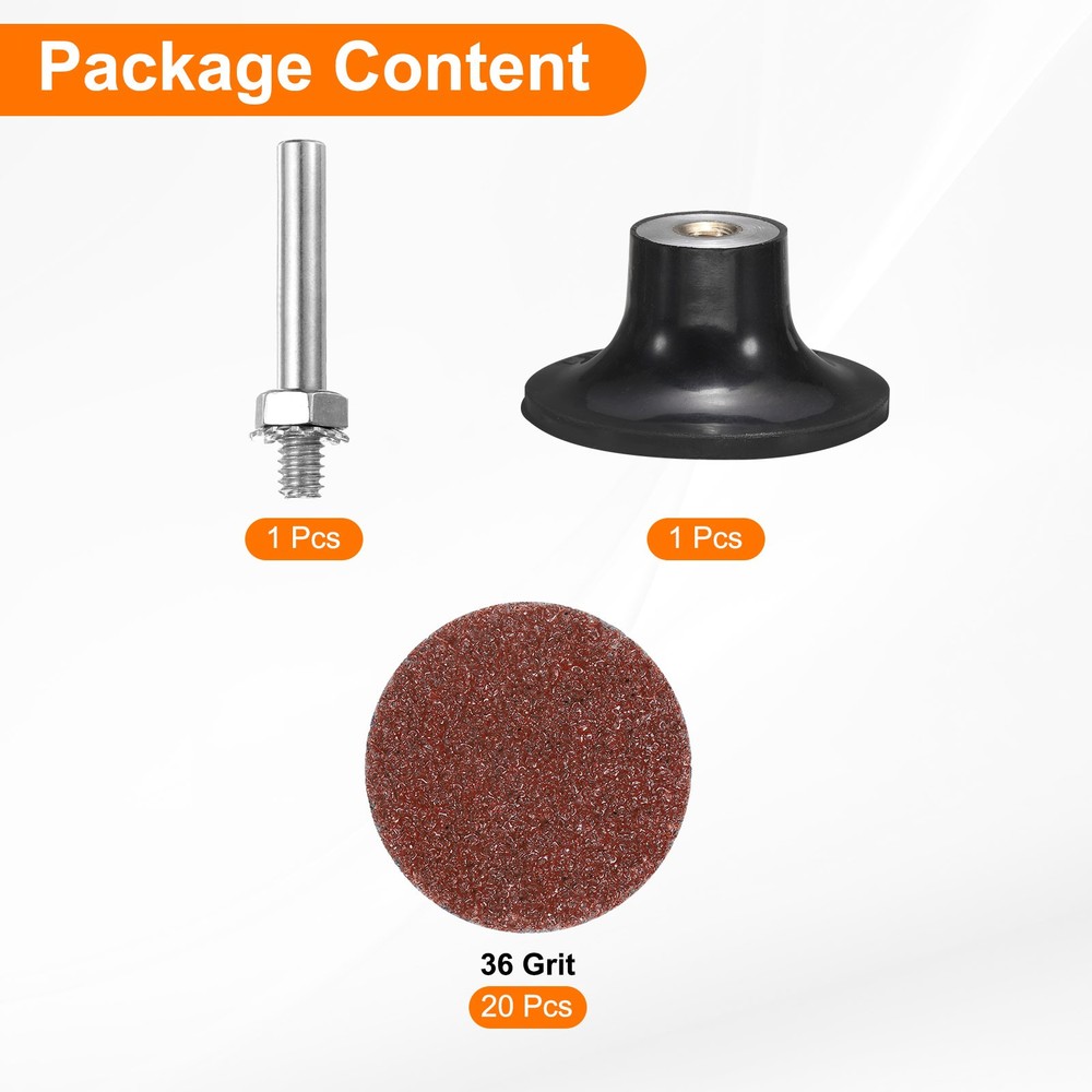 22pcs Quick Change Disc Set 2" Roll Lock Sanding Disc 36 Grits with Disc Holder