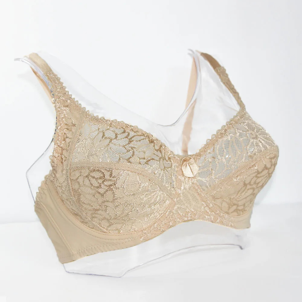 Lace Underwire Bra Plus Size Women's Embroidered Sheer Full Coverage Lingerie
