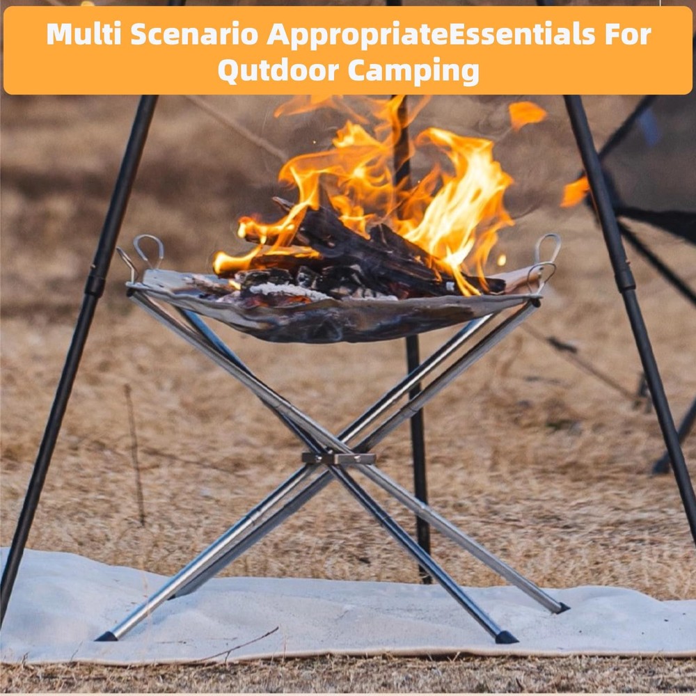 22inch Portable Fire Pit for Camping,Large Camping with Silver
