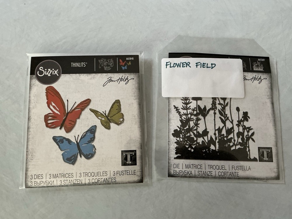 Sizzix Tim Holtz Thinlits Dies Flowers & Butterflies #665848 & #665369 New