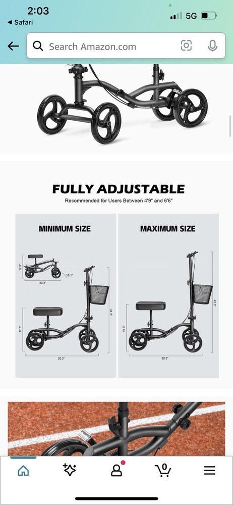 Liteleph Knee Walker 20603-2 Black Scooter