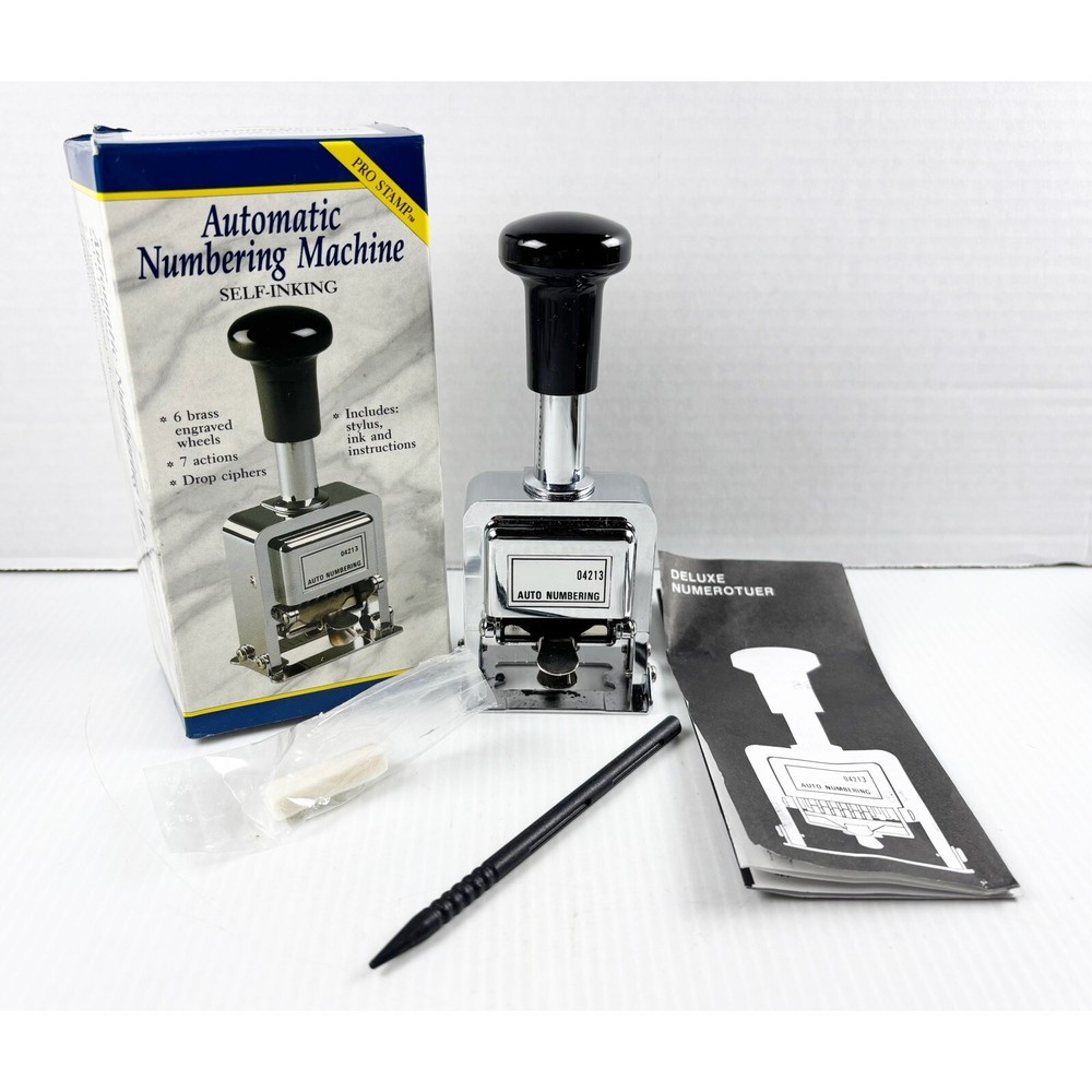 Rogers Automatic Numbering Pro Stamp Machine 04213 Self Inking TESTED 1993 Vtg