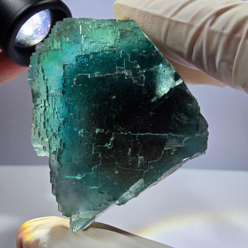 Clear Phantom Fluorite Cube Specimen, parquetted green Okorusu, Namibia