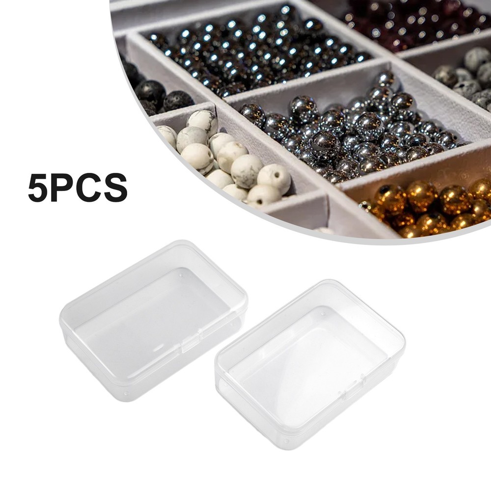 Plastic Box Rectangle Keeper Transparent Crafts Organizer 5pcs Storage