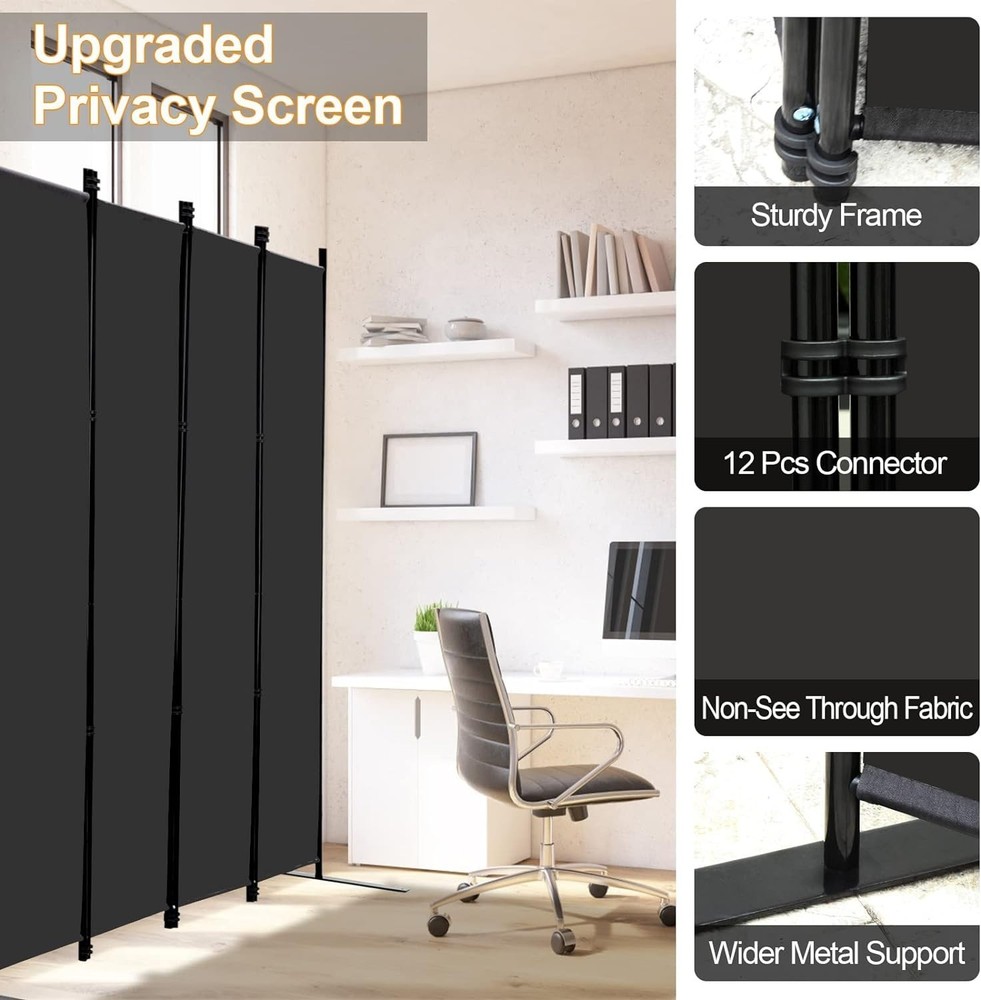 Room Divider Panel Screen 6 Panel Folding Privacy Screen Portable Partition Wall