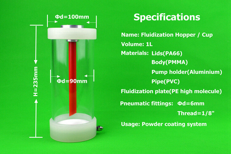 Fluidization hopper cup (1 L) with IG 02 pump for powder coating machine system