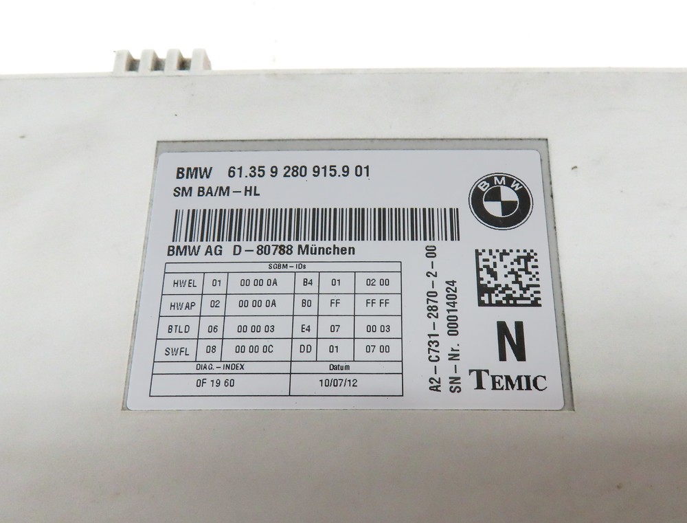 2013 BMW 535I (F10) FRONT LEFT or RIGHT SEAT CONTROL MODULE