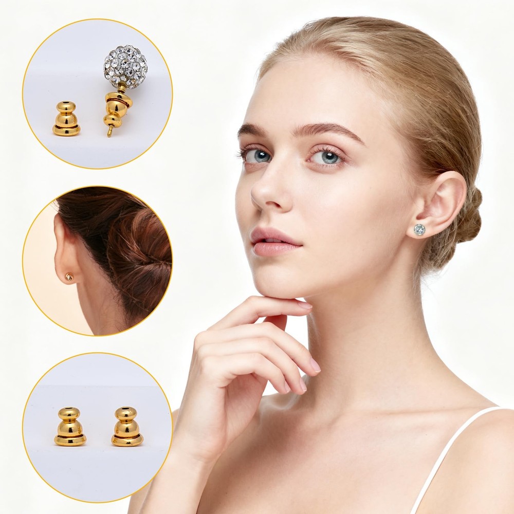 Earring Backs Replacements,Bullet Earring Backs for Studs/Droopy Ears, Secure...