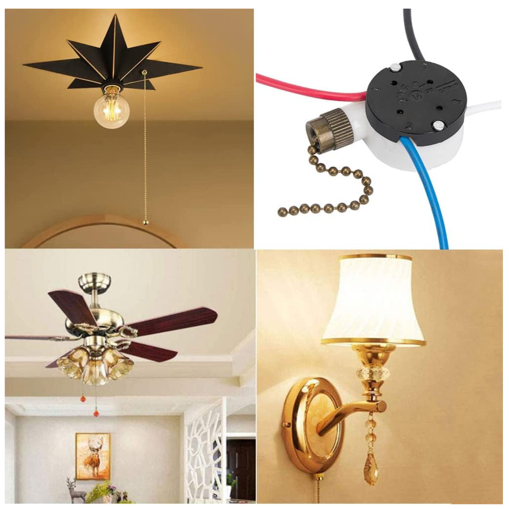 Ceiling Fan Switch Zing Ear ZE-208s E89885 3 Speed 4 Wire Pull Chain Switch Fan