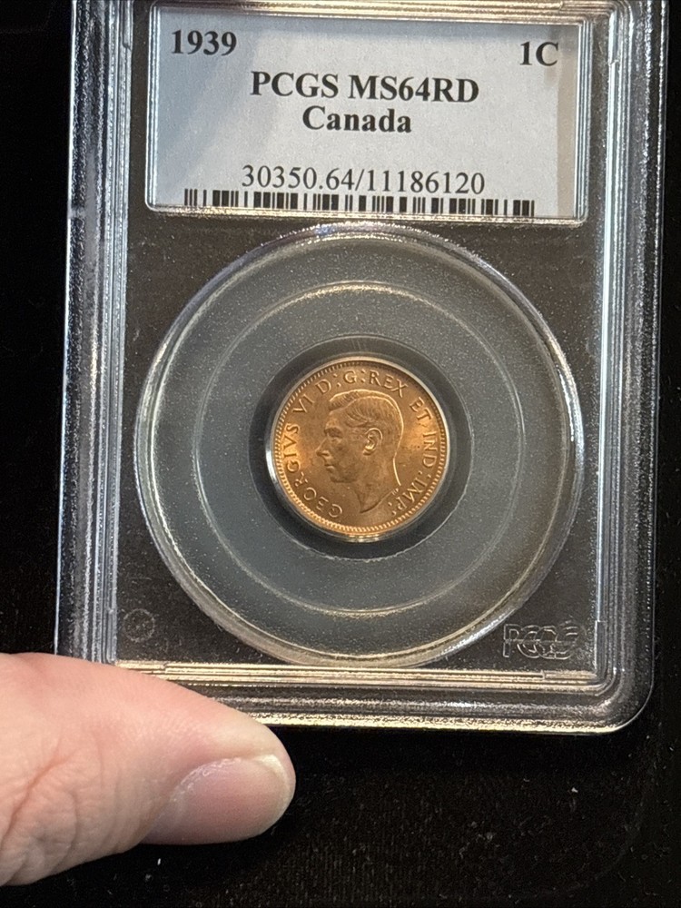 1939 Canada Penny Uncirculated Pcgs Ms64 Red Small Cent