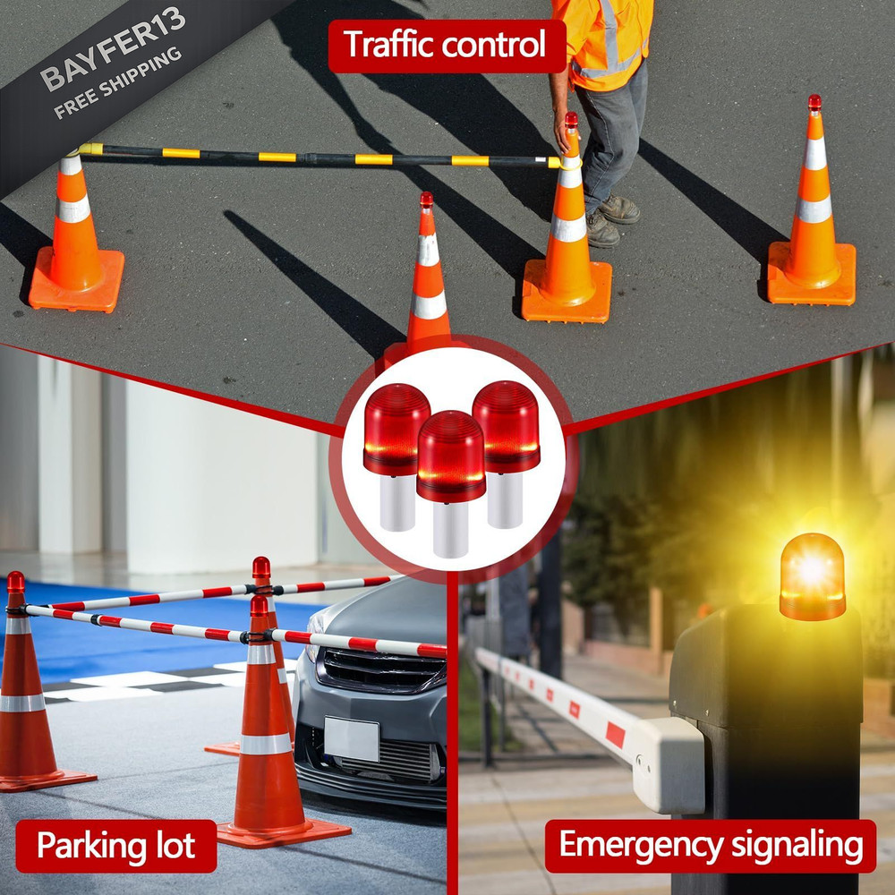 VIHOSE 2 Pcs LED Traffic Cone Lights Flasher with red and white