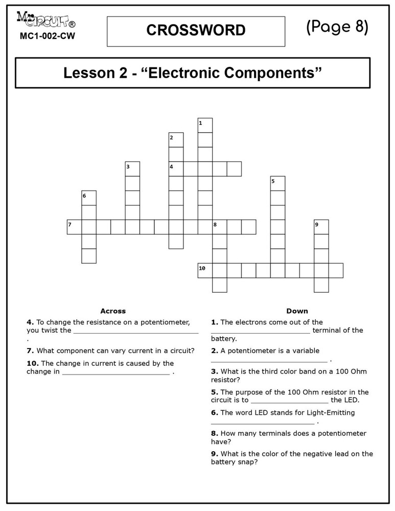 5th Grade- Lesson Plan #2 "Components/Schematics" Science-Electronics