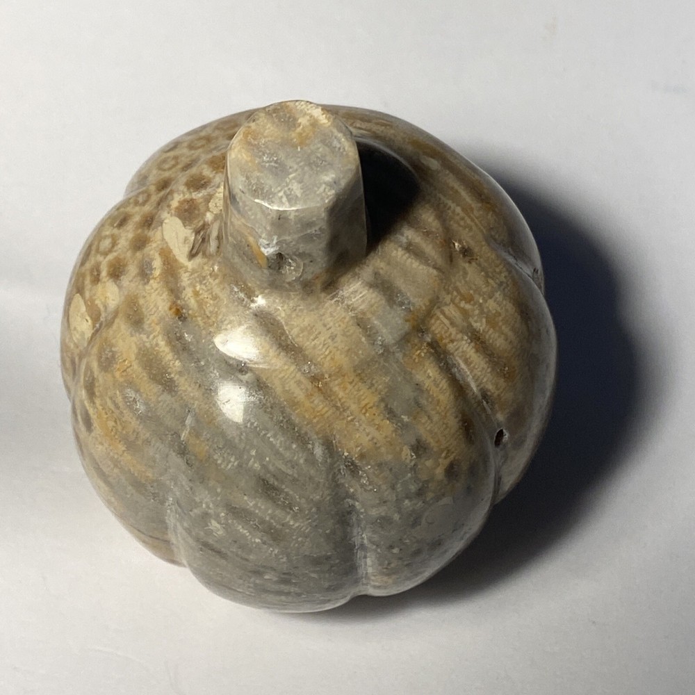 Agate Stone Jack o Lantern Pumpkin Sphere 2” diameter #2