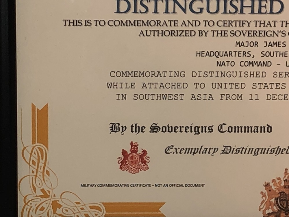 DISTINGUISHED SERVICE ORDER [UK] COMMEMORATIVE CERTIFICATE ~ Type 1