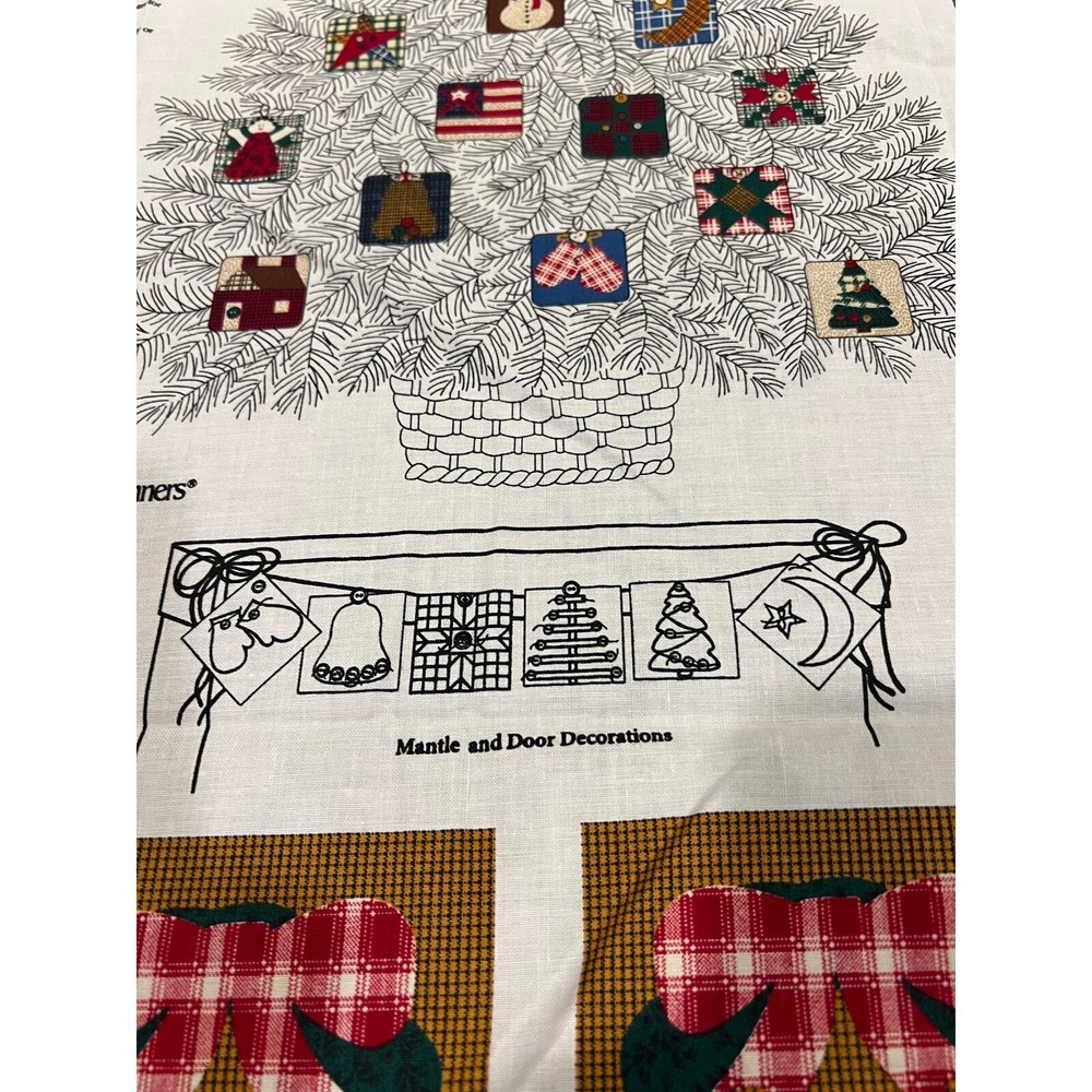 Vintage Sewing Panel Yuletide Ornaments or Fireplace Banner