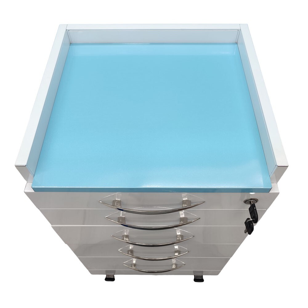 4 Drawer Removable Dental Assistant Mobile Cabinet & Cupboards w/Divider Bracket