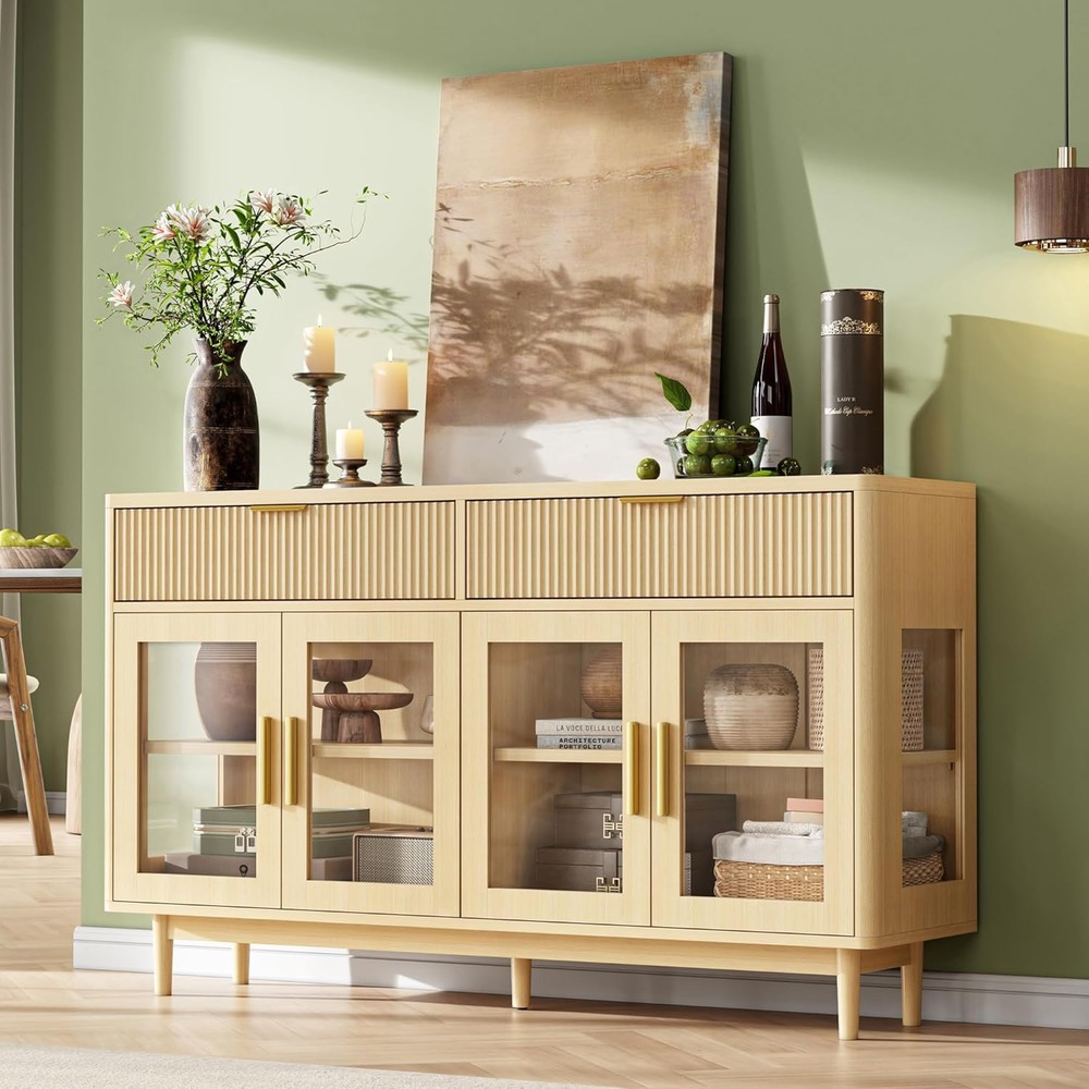 59'' Sideboard Buffet Cabinet W/ Drawers Modern Kitchen Storage Cabinet W/