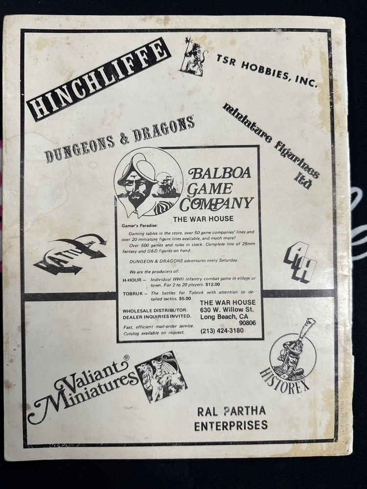 Balboa Game - The Complete Warlock (1978) D&D Variant