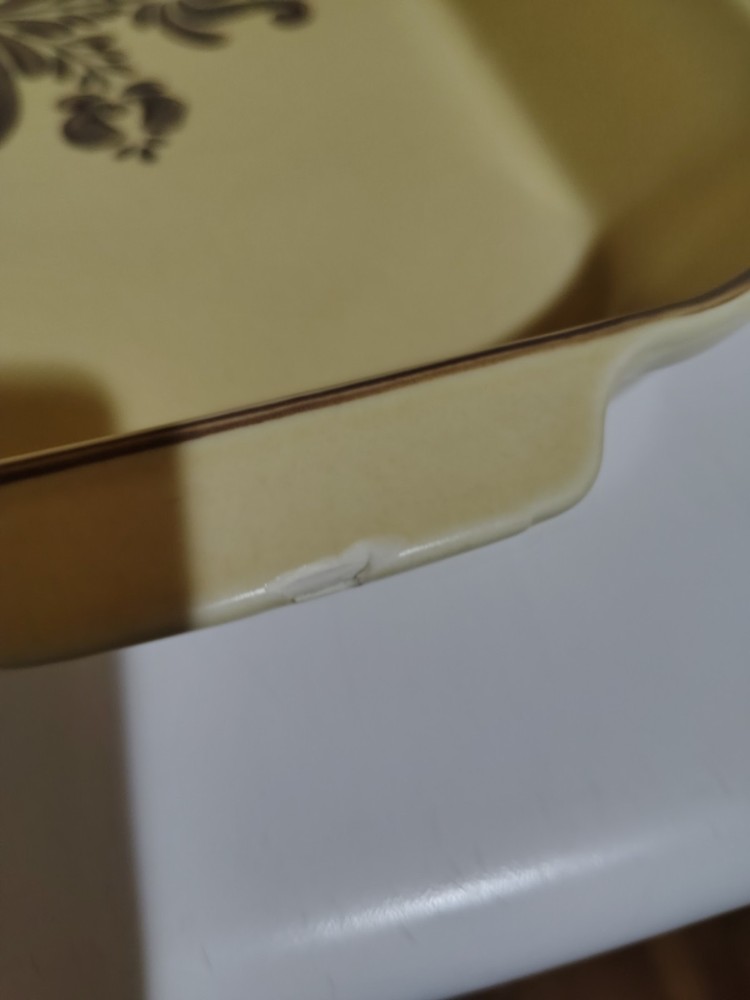 Pfaltzgraff Ceramic Rectangular Baking Dish Floral Beige Brown 13x8