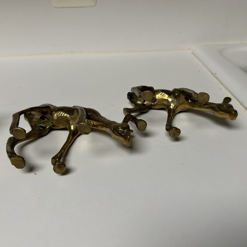 3 Brass Deer figurines 7.5" 4" 4"