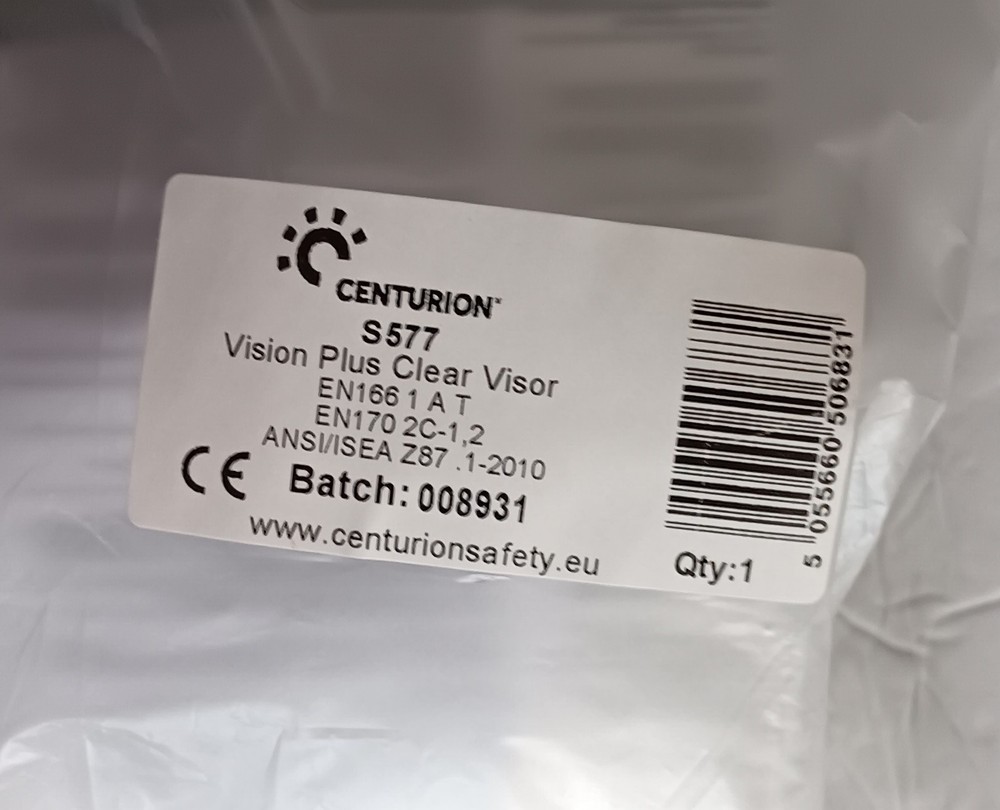 (2) Centurion Vision Plus S577 Clear Eyewear Face Shields for S10PLUS Hard Hats