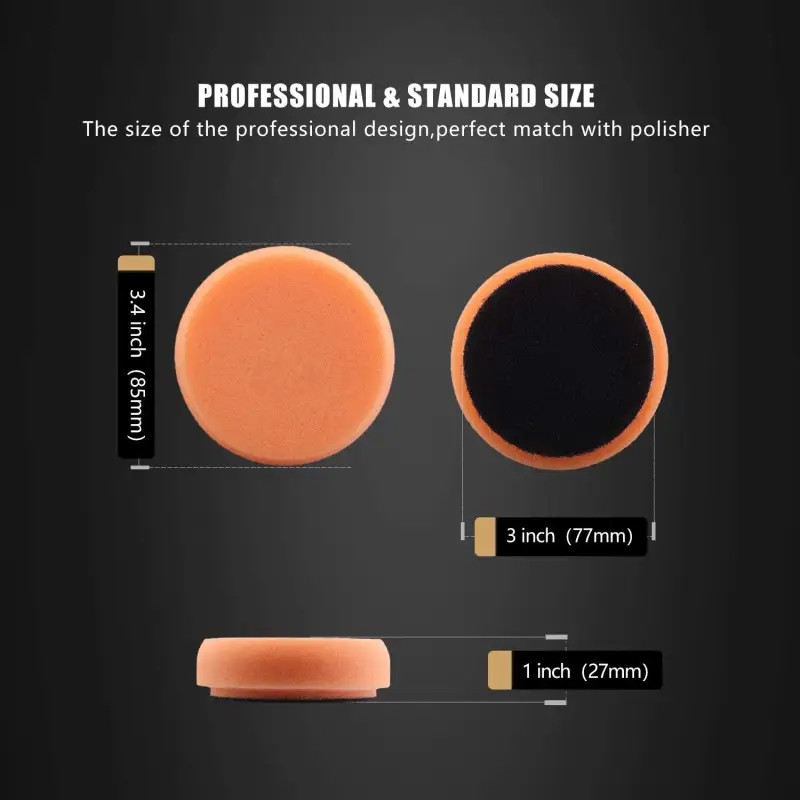 SPTA 2Pcs 3 inch Heavy Medium Light Cut Foam Pads Wool Microfiber Buffing Pad