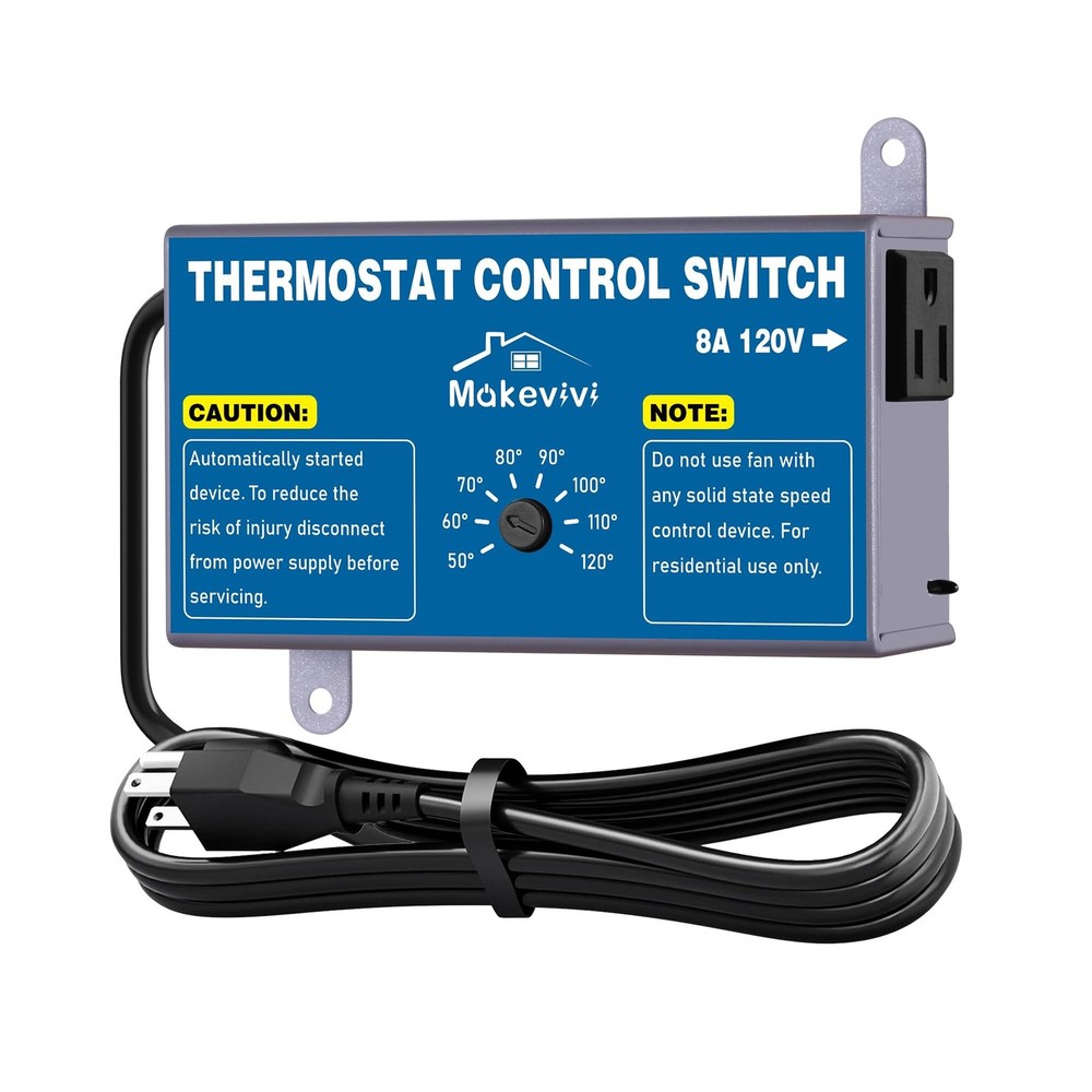 2 Pack Thermostat Controller for Attic Fan, Adjustable Temperature Control Sw...