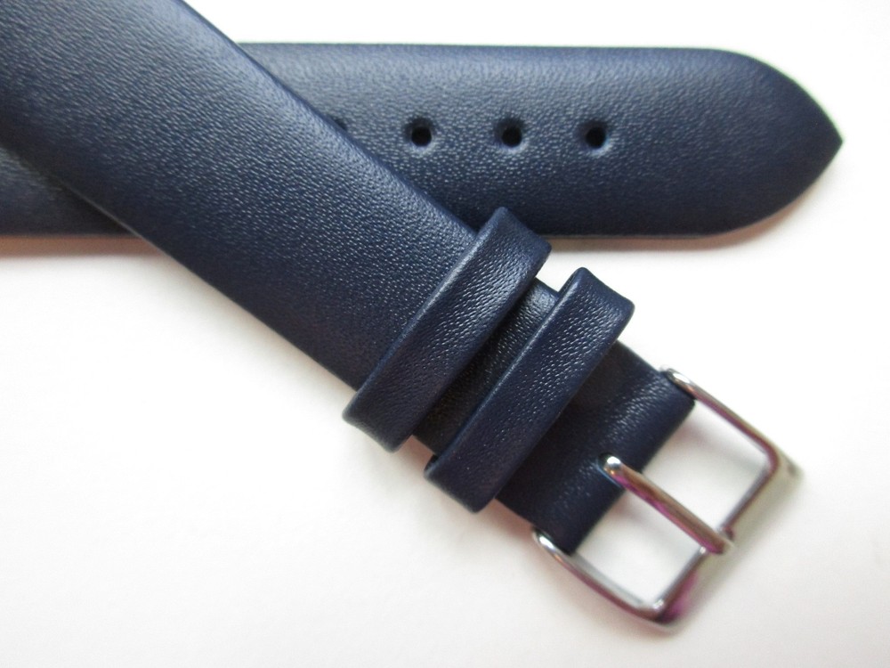 Midnight blue unstitched 18 MM leather watch band strap