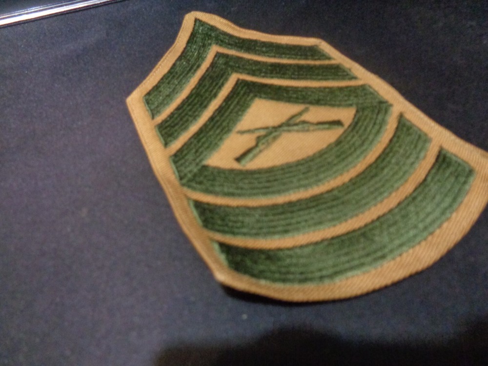 USMC Master Sergeant MSgt Marines E8 Chevron PATCH green/tan for Khaki shirt