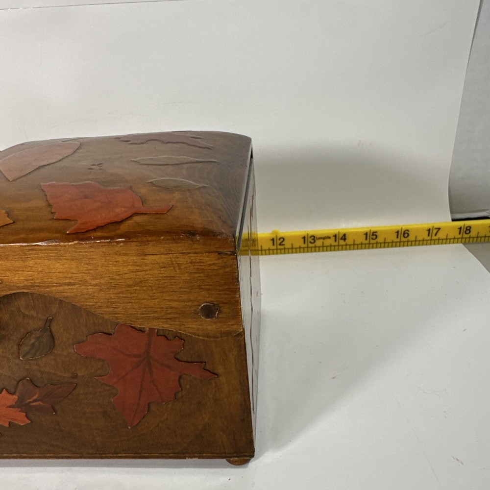 Box, Wood, Maple Leaf Laid, Storage, Sewing, Coffee Table Storage
