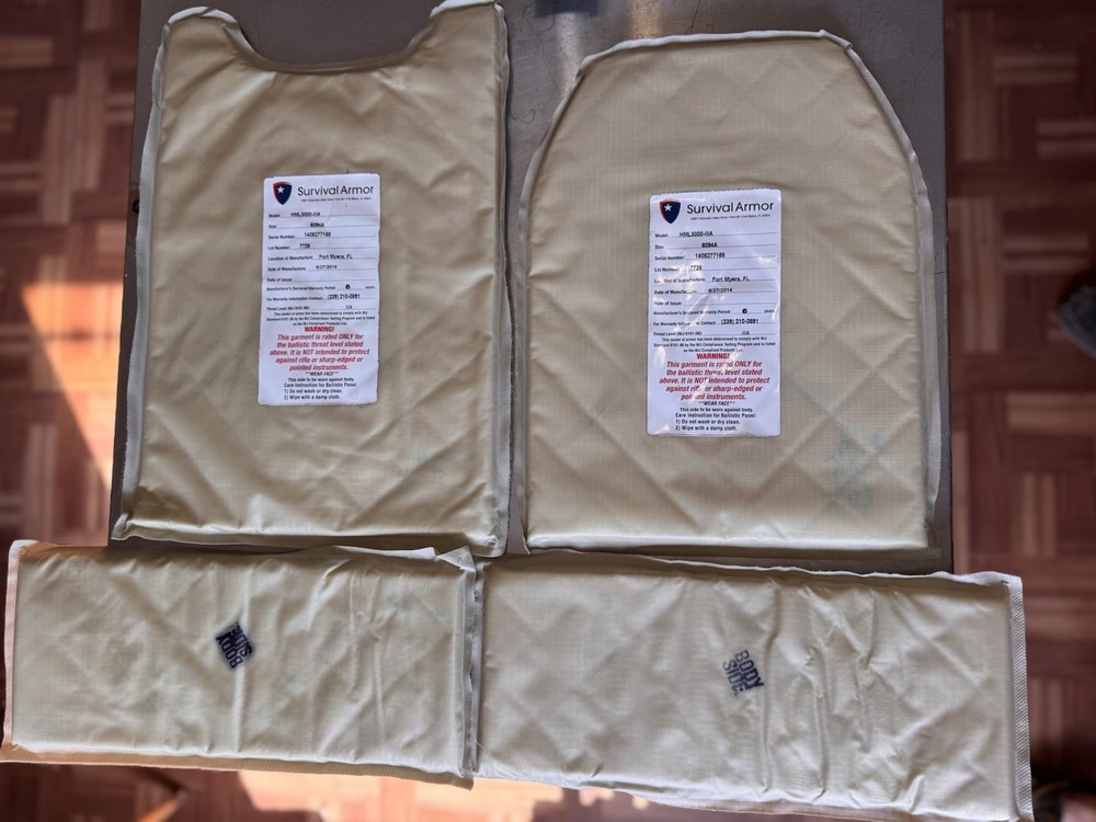 Survival Armor NIJ Level IIIA Soft Armor Set – Medium – Front/Back + Side Panels