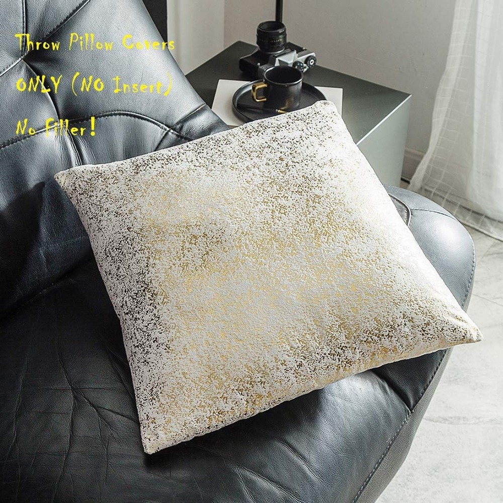 Xinrjojo 2 Pack White Metallic Decorative Throw Pillow Covers