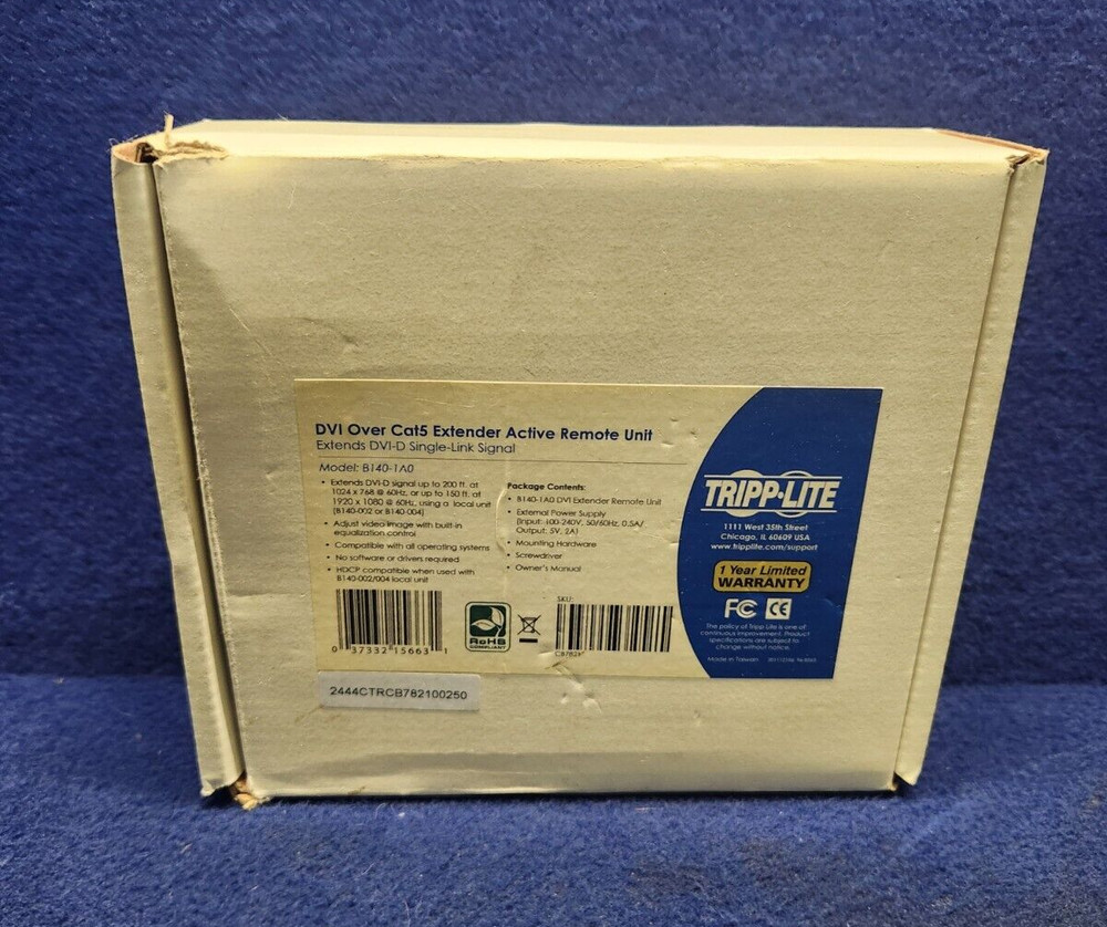 New Tripp Lite DVI Over Cat5 Extender Active Remote Unit Model B140-1A0