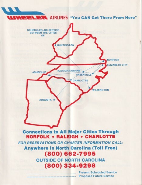 Wheeler Airlines timetable 1976/12/01