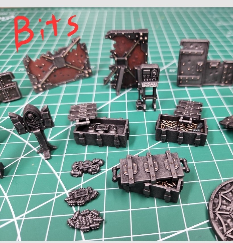 Warhammer 40K Terrain Bits. Barricades, Objective markers, Ammo cache kill team